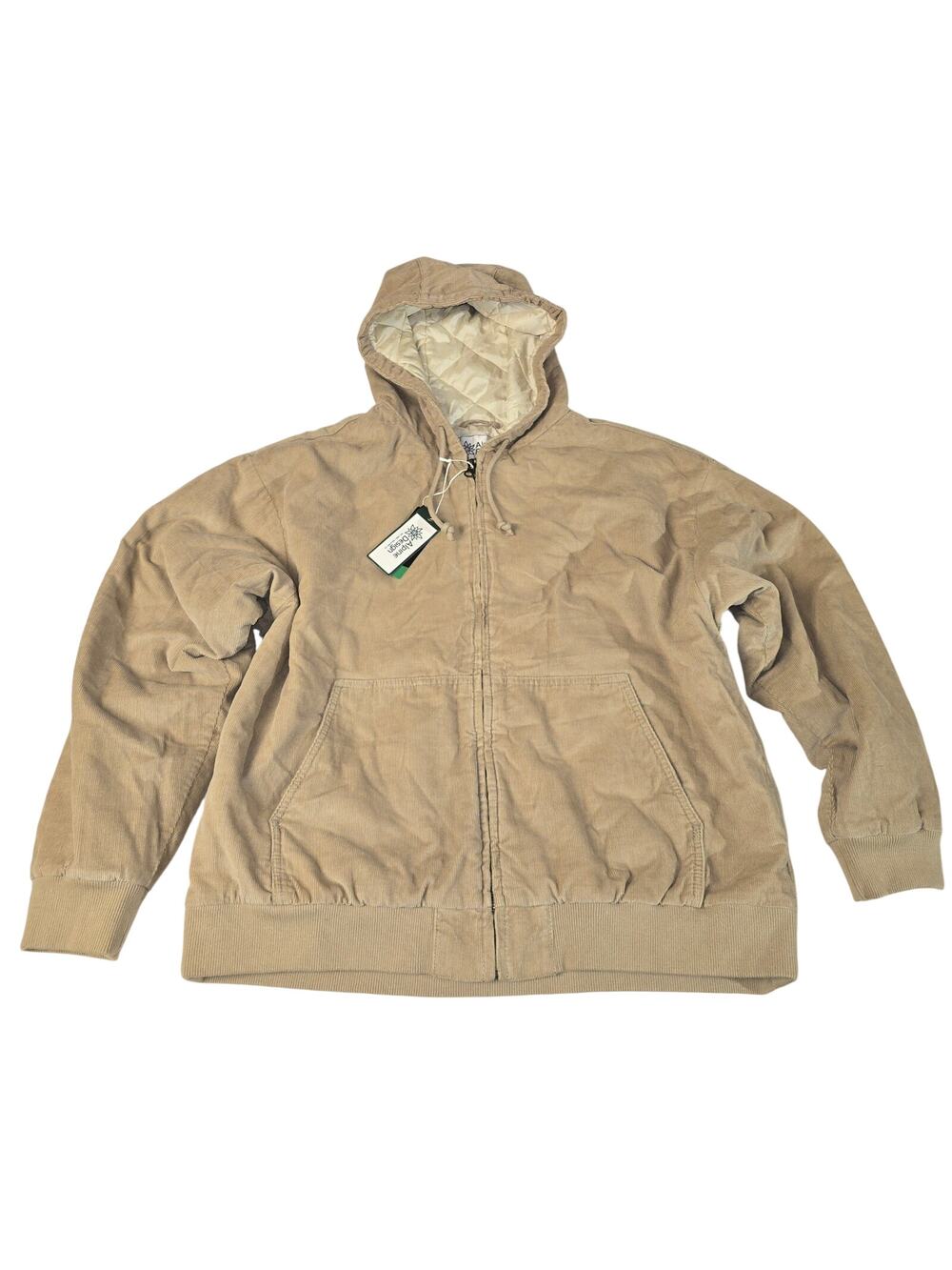 Alpine Design Jacket Womens XL Corduroy Quilted Zip Hoodie Tan NWT NEW